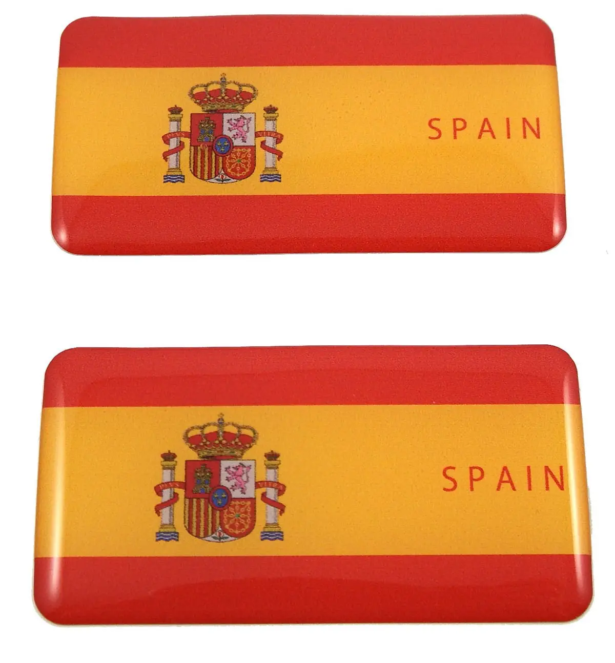 Spain Spanish Flag Domed Decal 3D Sticker Emblem 2.6" Set Of 2 Decals 1
