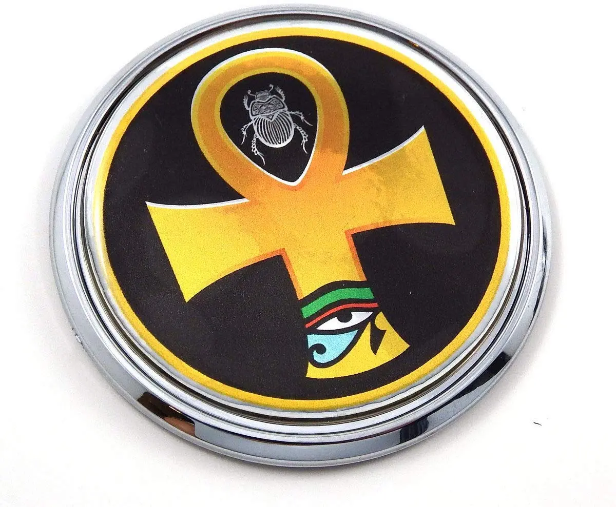 Akhn Egypt Symbol Flag 2-3/4" Car Chrome Round Emblem Decal 3D Sticker 1