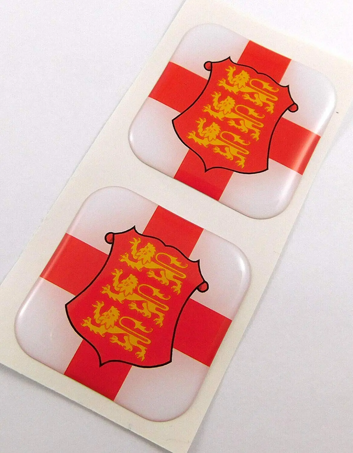 England Flag Square Domed Decal Car Bike Gel Stickers 1.5" 2Pc 1