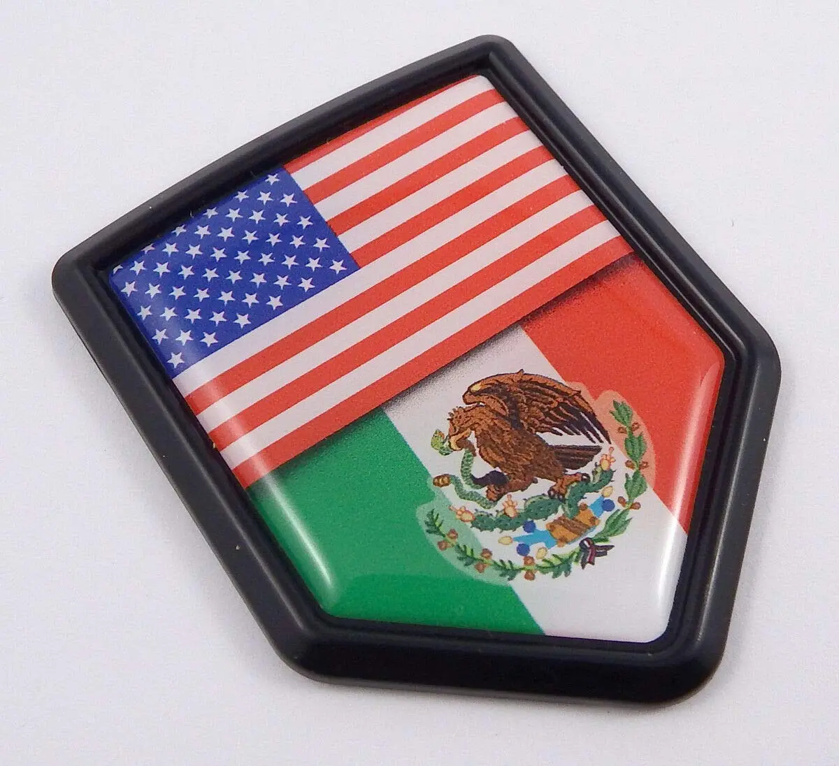 Usa Mexico Flag Black Shield Emblem Car Bike Decal Crest Badge 1