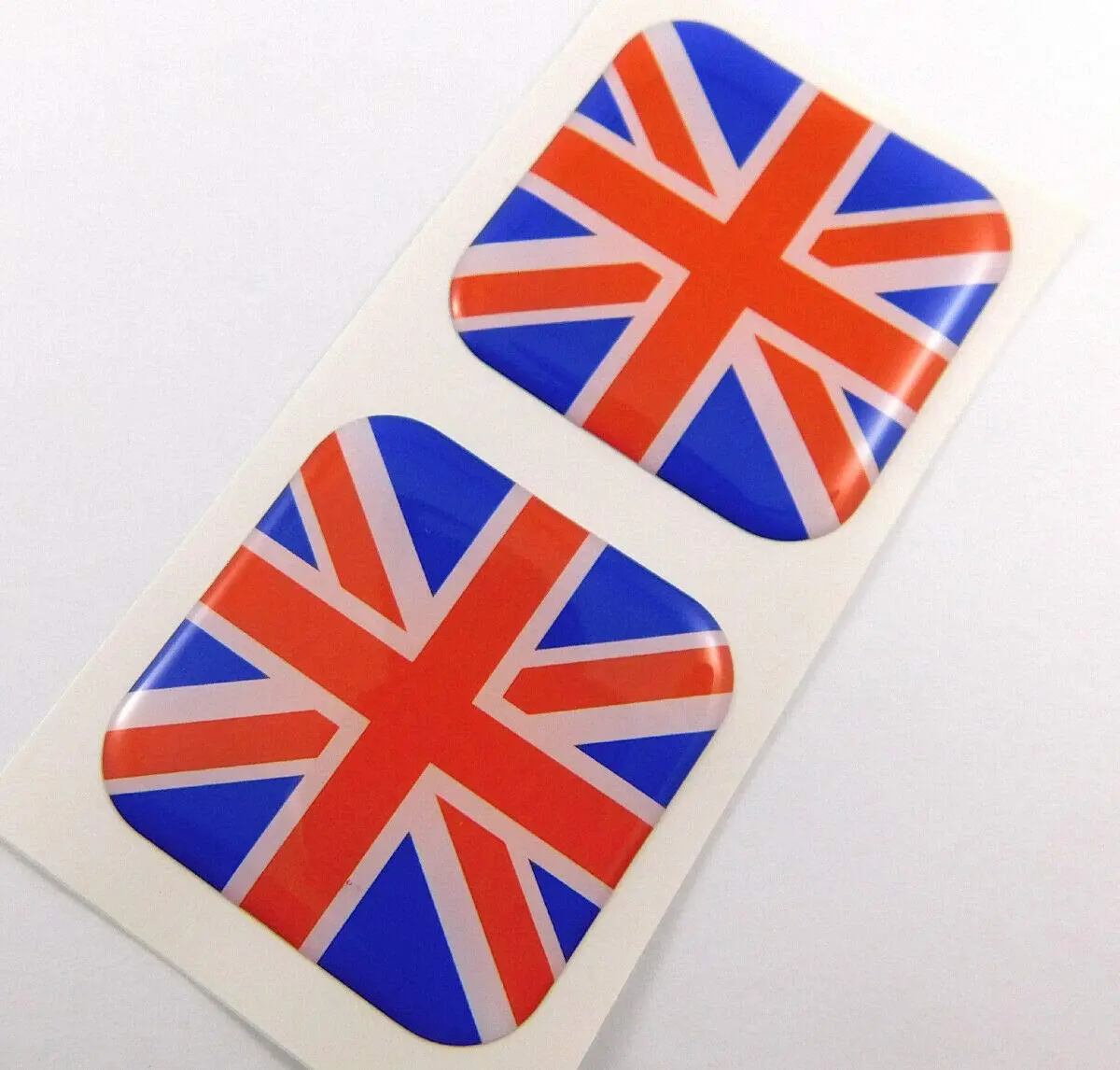 Great Britain Brittish Flag Square Domed Decal Car Bike Gel Stickers 1.5" 2Pc 1