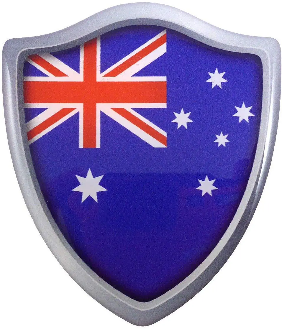 Australia Flag Shield Domed Decal 3D Look Edge Emblem Resin Car Sticker 2.6"X3" 1
