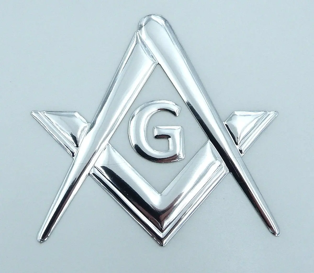 Mason Masonic Chrome Silver Decal Emblem 3D Sticker Car Bike 2.5" Flexible 1