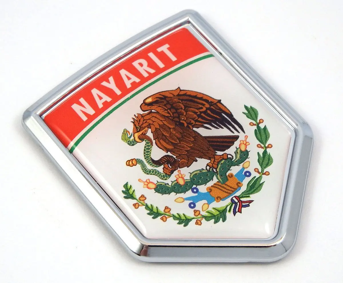 Nayarit Mexico Flag Mexican Car Emblem Chrome Bike Decal 3D Sticker Mx20 1