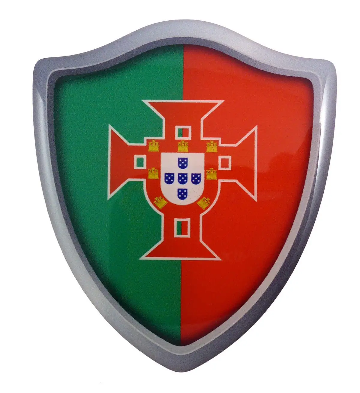 Portugal Flag Shield Domed Decal 3D Look Emblem Resin Car Sticker 2.6"X3" 1