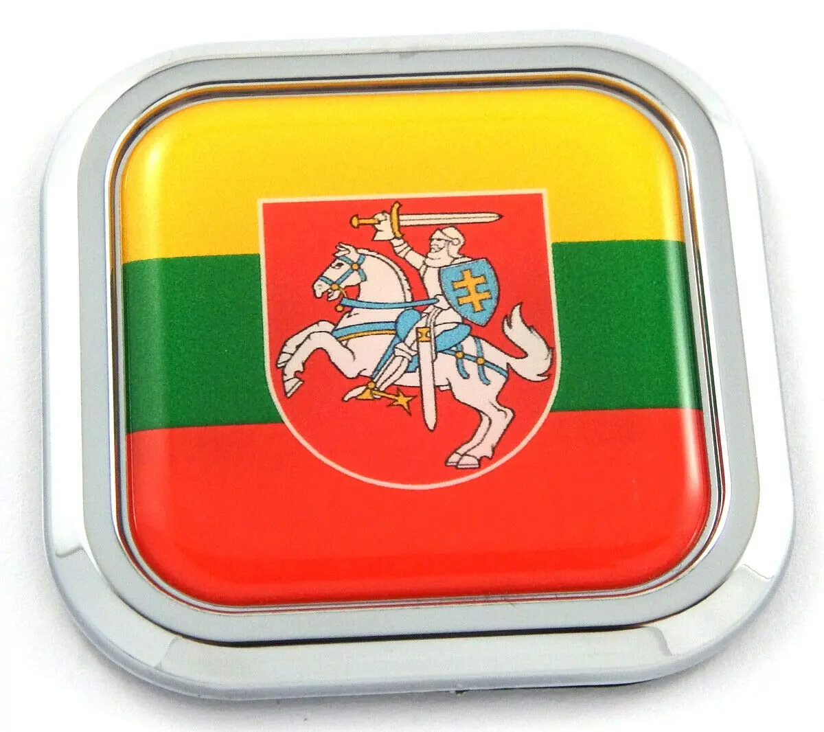Lithuania Flag Square Chrome Rim Emblem Car 3D Decal Badge Bumper Sticker 2" 1