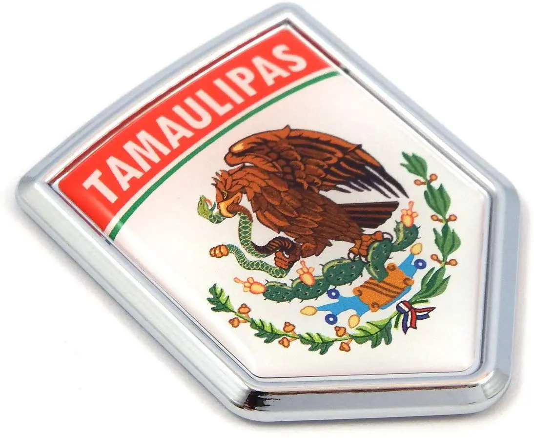 Tamaulipas Mexico Flag Mexican Car Emblem Chrome Bike Decal 3D Sticker Mx8 1