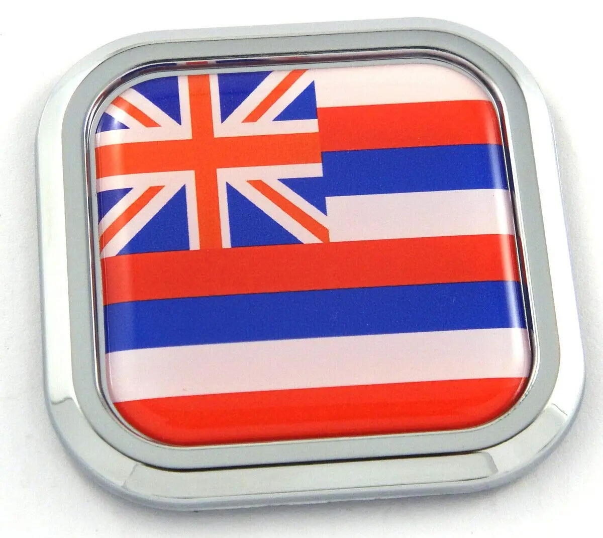 Hawaii Flag Square Chrome Rim Emblem Car 3D Decal Badge Hood Bumper Sticker 2" 1