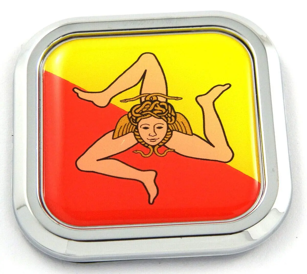 Sicily Flag Square Chrome Rim Emblem Car 3D Decal Badge Hood Bumper Sticker 2" 1