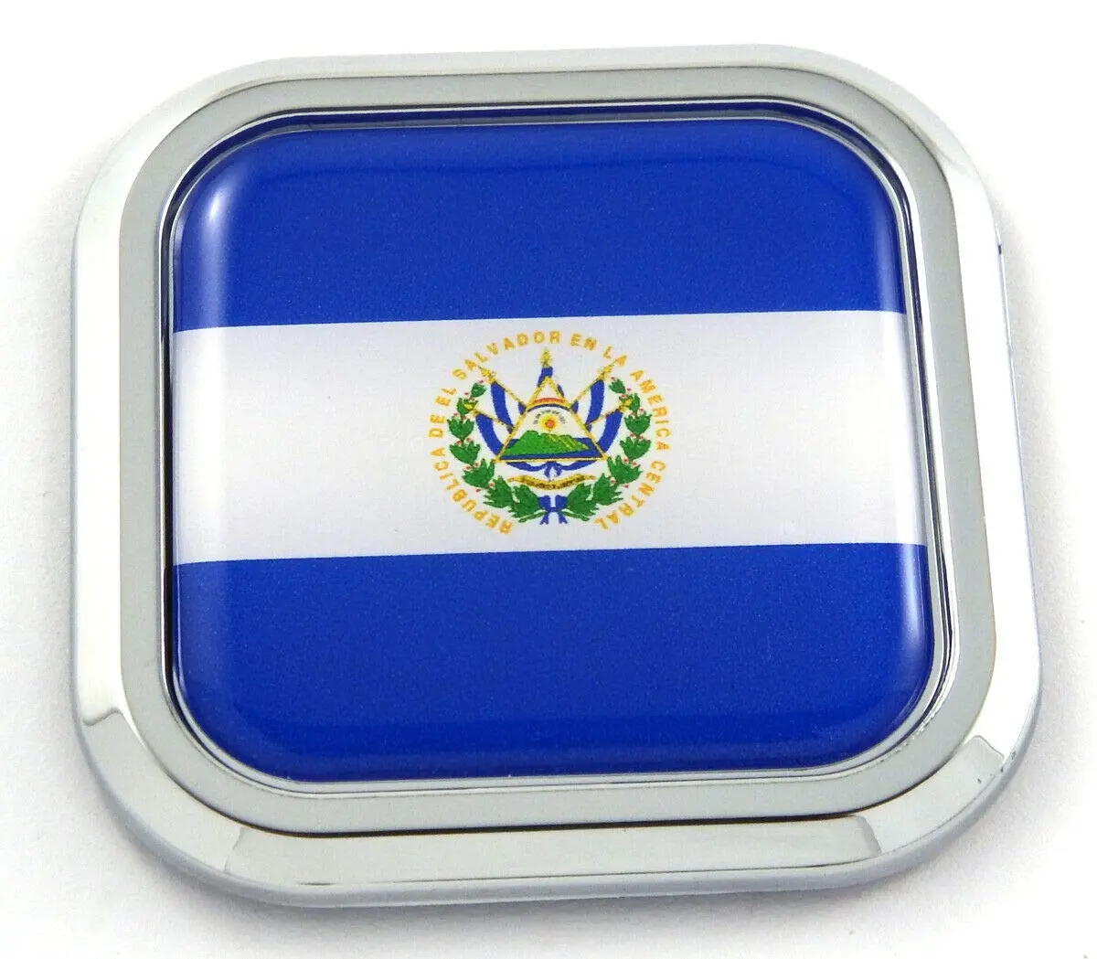 Salvador Flag Square Chrome Rim Emblem Car 3D Decal Badge Hood Bumper Sticker 2" 1