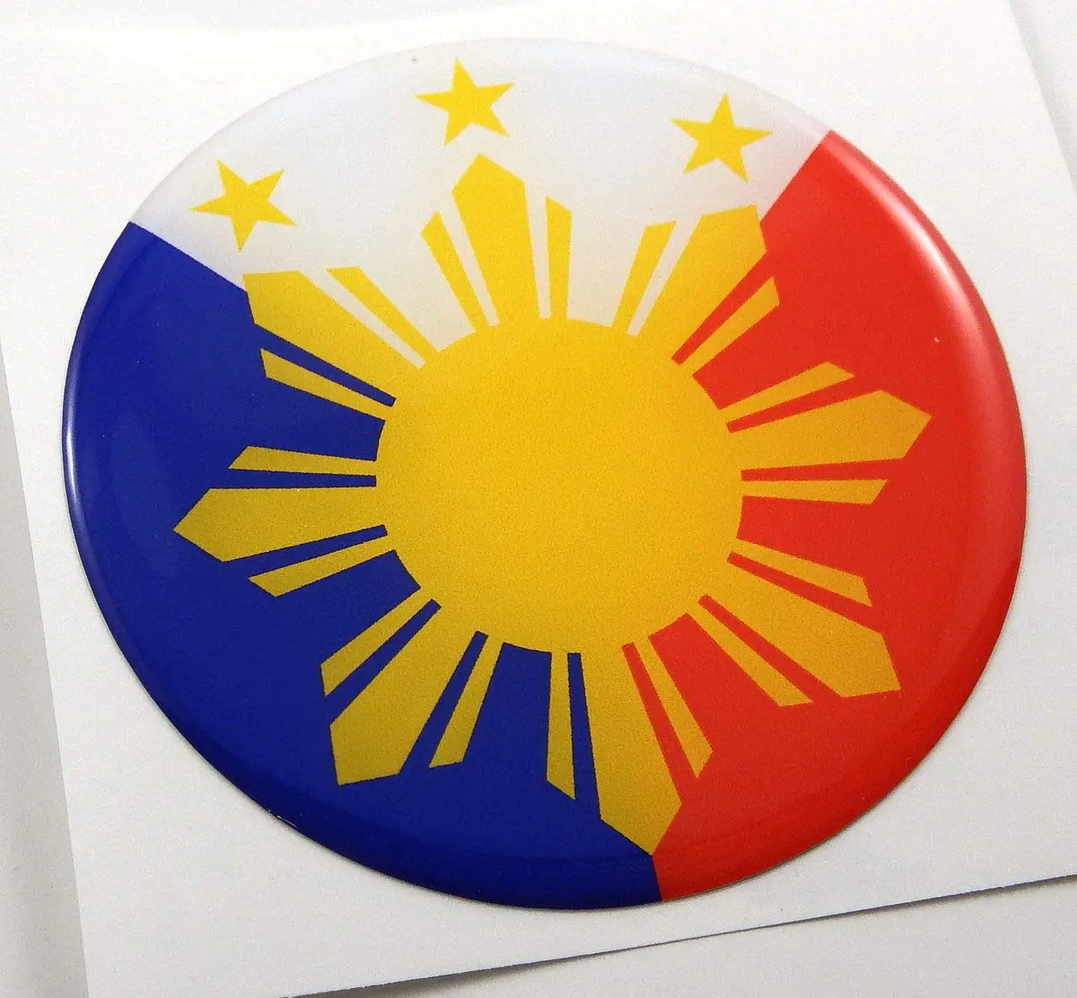 Philippines Philippine Flag Round Domed Decal Emblem Car Bike 3D Sticker 2.44" 1
