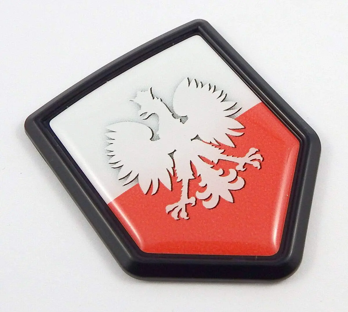 Poland Polish Polska Flag Black Shield Car Bike Decal Crest Emblem 3D Sticker 1