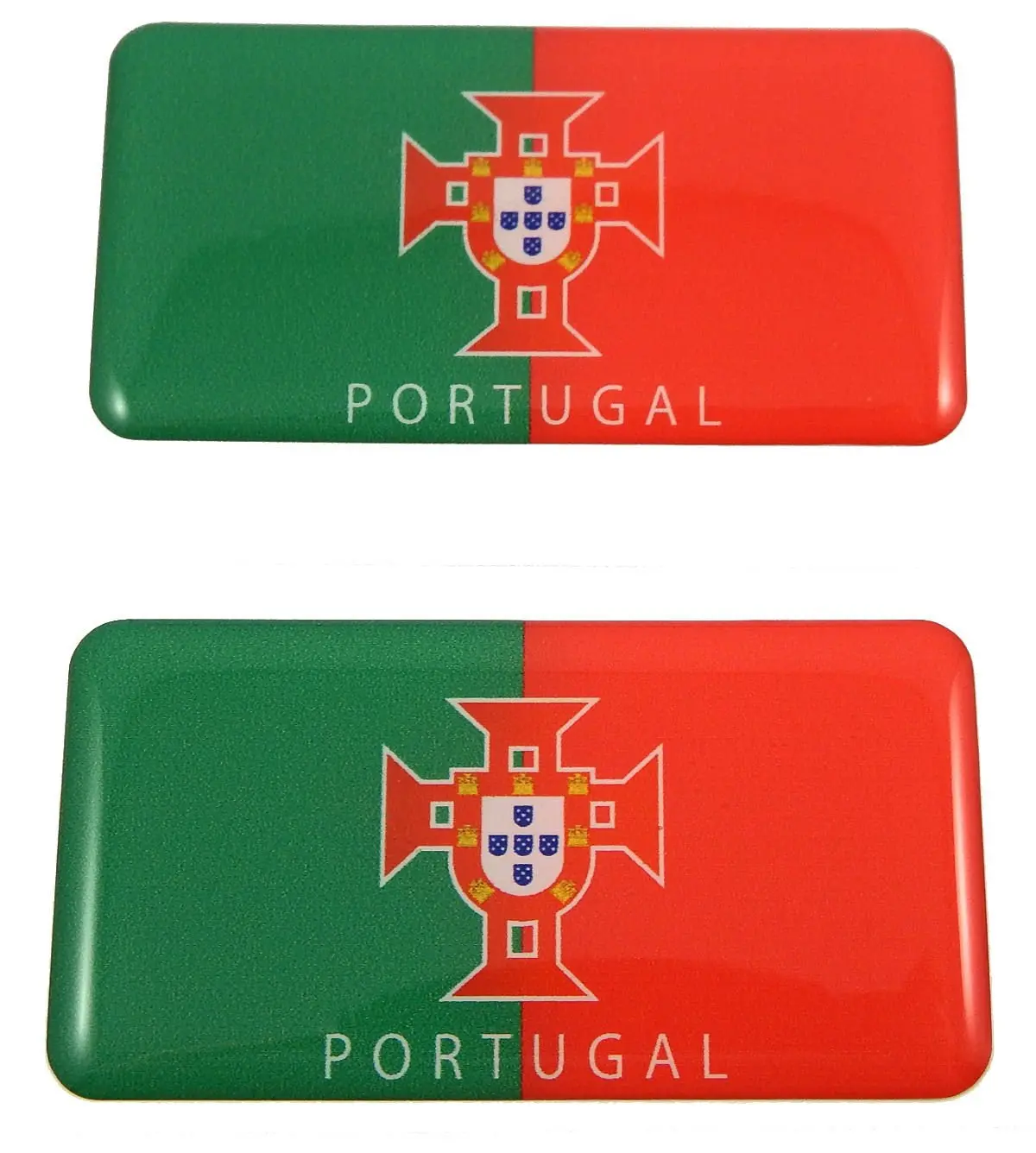 Portugal Portuguese Flag Domed Decal 3D Sticker Emblem 2.6" Set Of 2 Decals 1