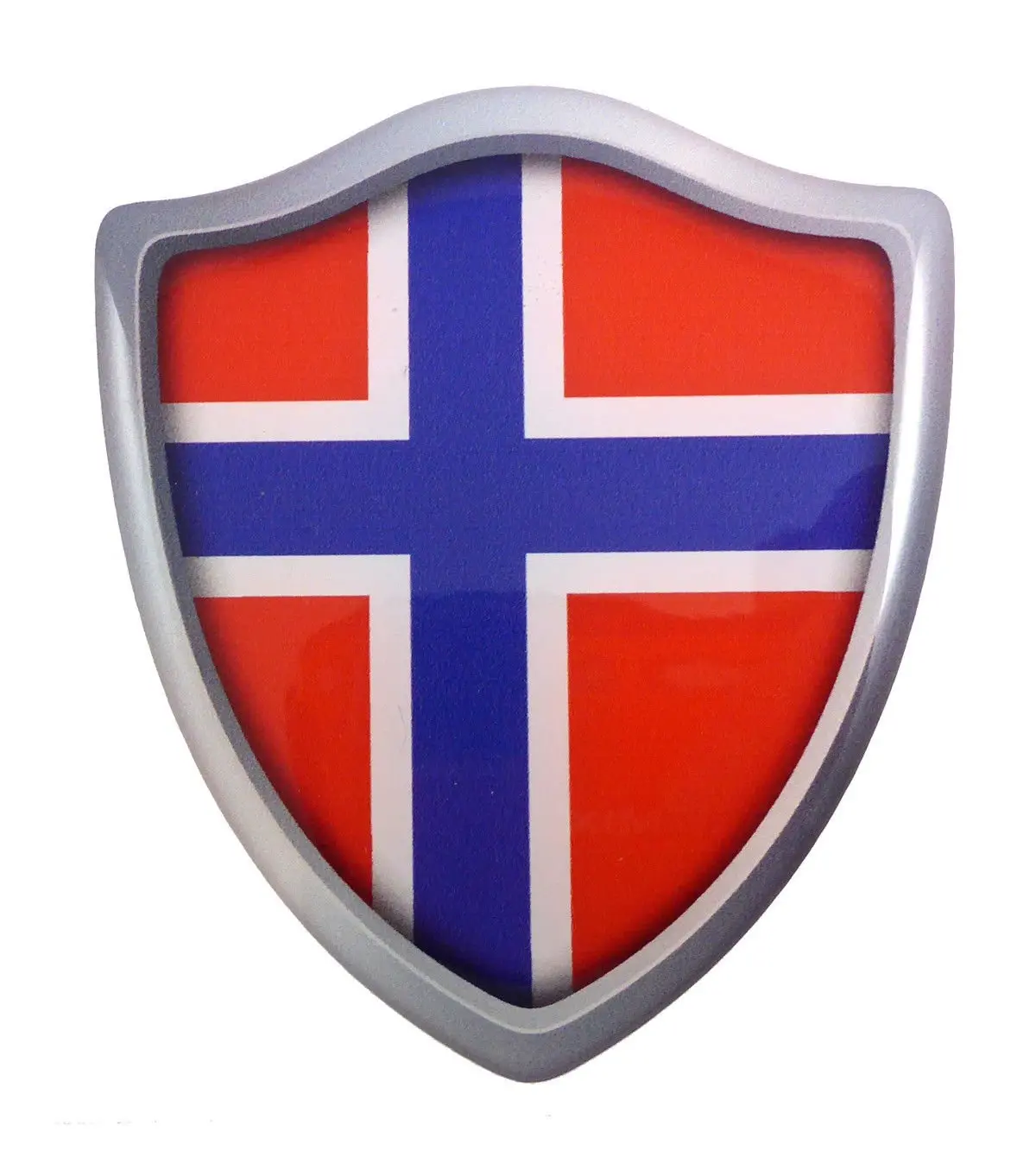 Norway Flag Shield Domed Decal 3D Look Edge Emblem Resin Car Sticker 2.6"X3" 1