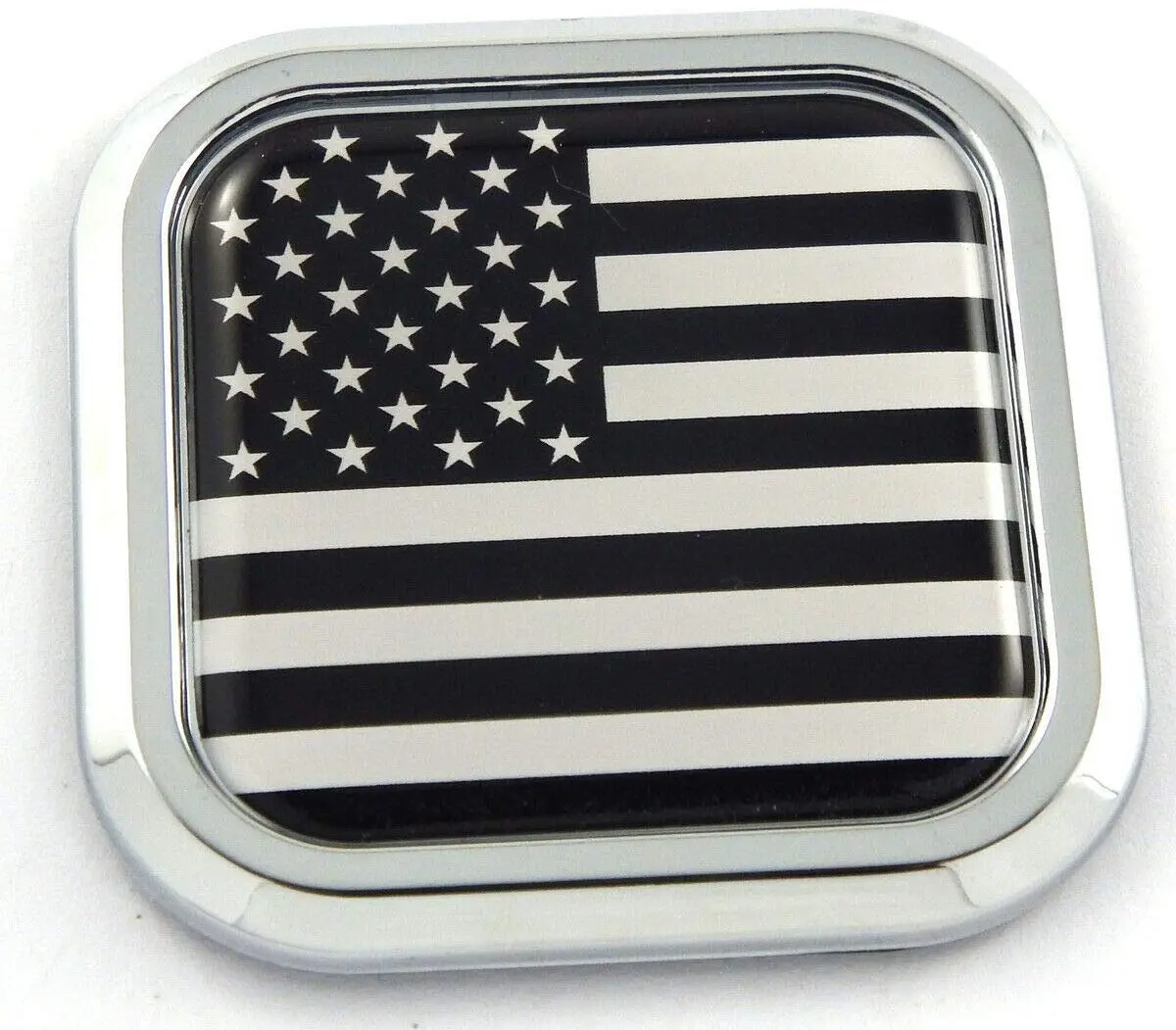 Usa America Black White Flag Square Chrome Emblem Car 3D Decal Badge Bumper 2" 1