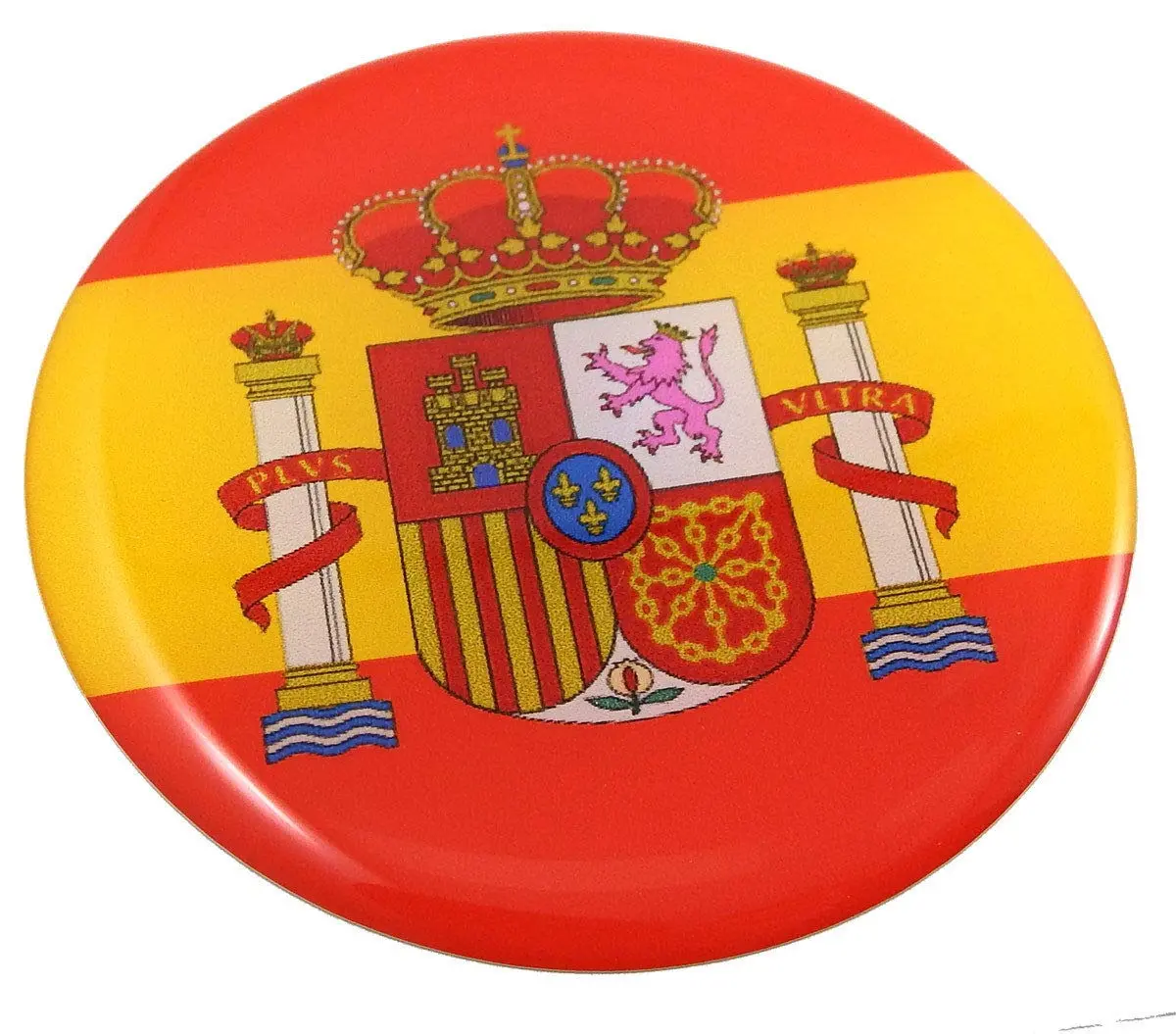 Spain Spanish Flag Round Domed Decal Emblem Car Bike 3D Sticker 2.44" 1