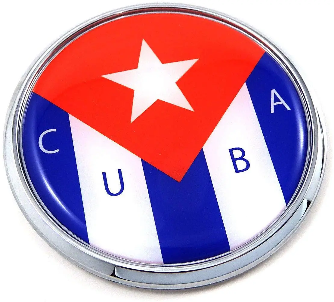 Cuba Cuban Flag 2.75" Car Chrome Round Emblem Decal 3D Sticker Badge 1