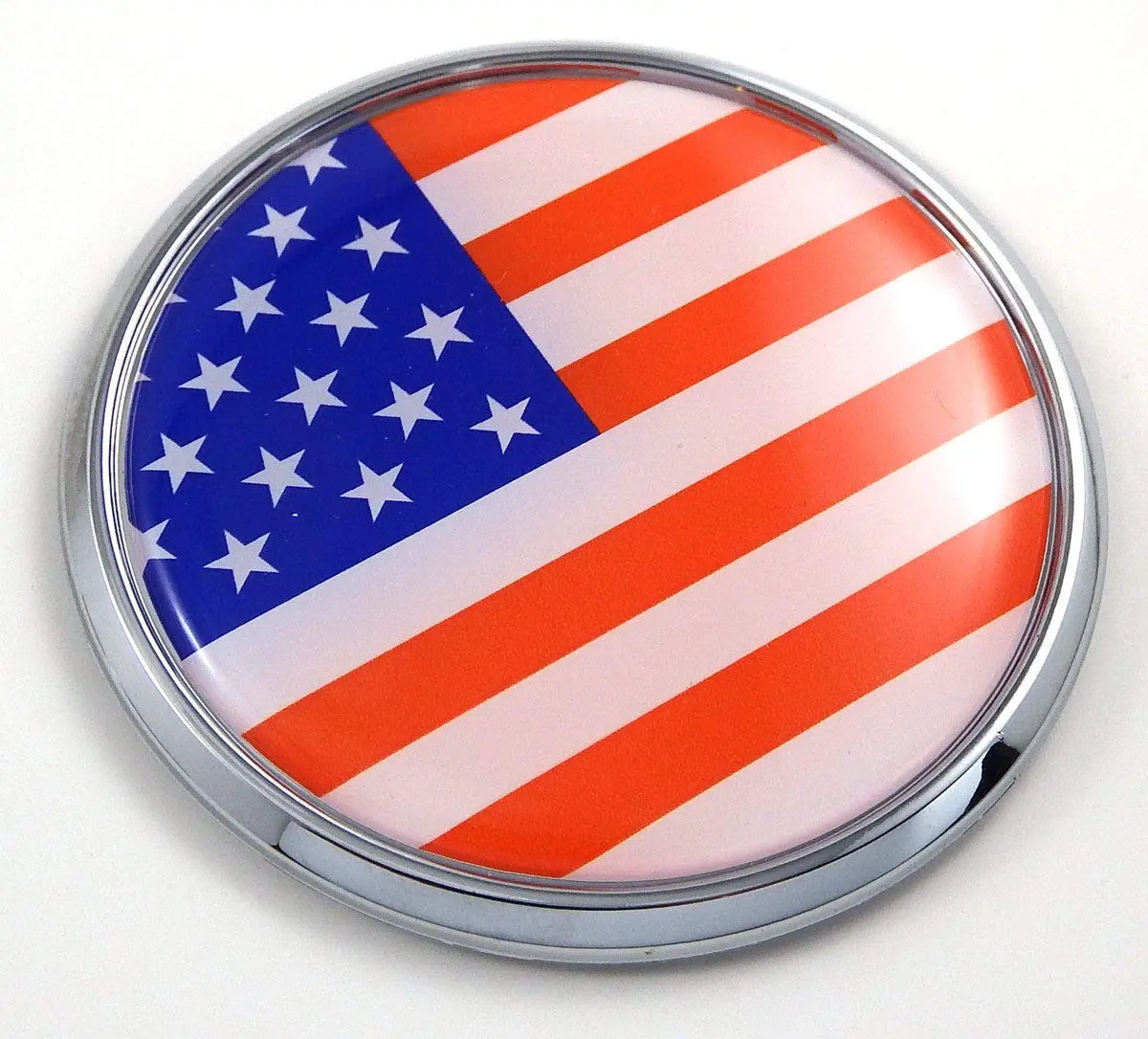 Usa American Flag 2.75" Car Chrome Round Emblem Decal 3D Badge 1