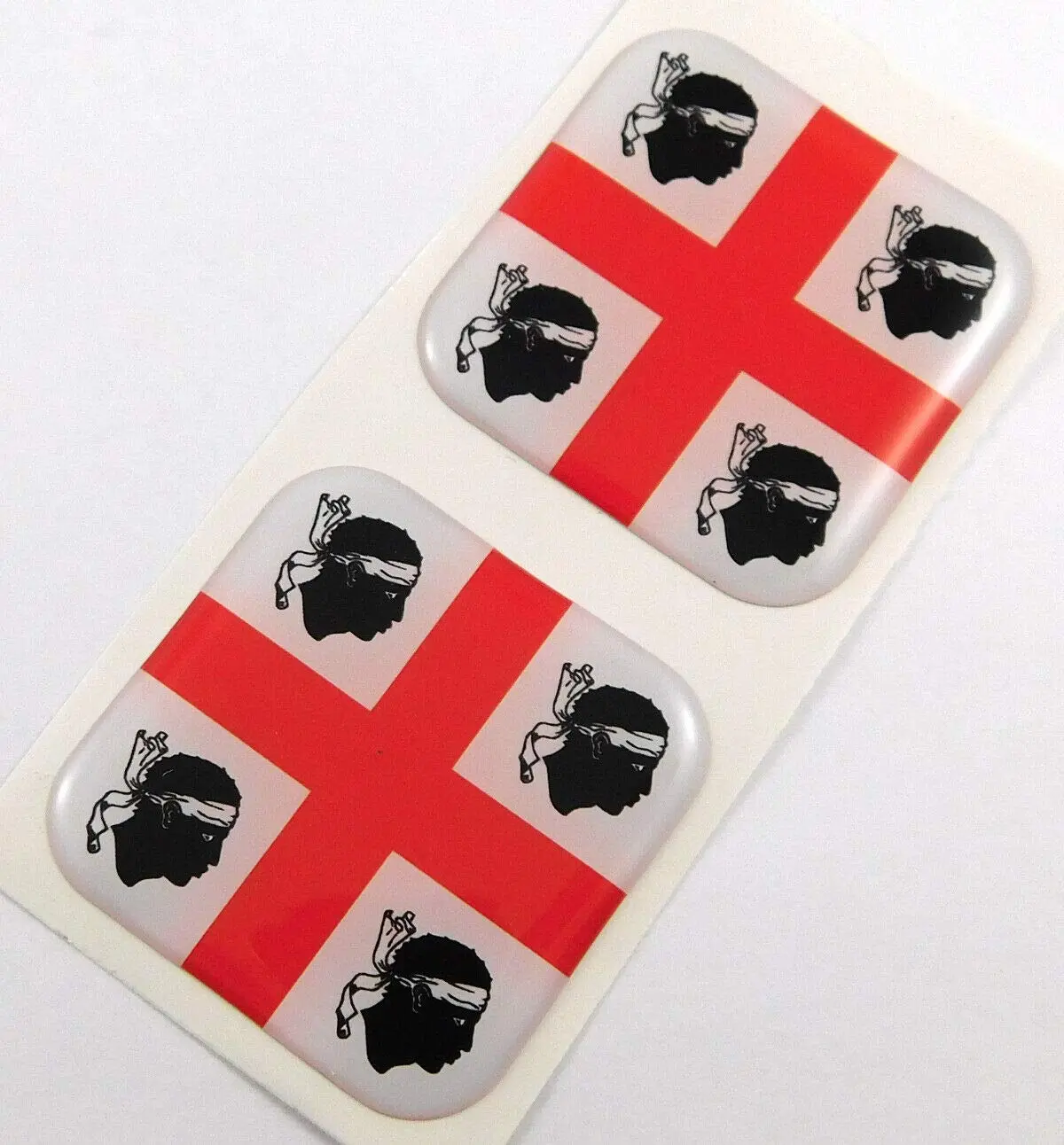 Sardinia Flag Square Domed Decal Car Bike Gel Stickers 1.5" 2Pc 1