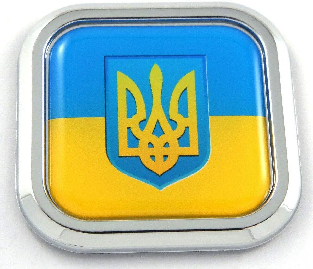 Ukraine Flag Square Chrome Rim Emblem Car 3D Decal Badge Hood Bumper Sticker 2" 1