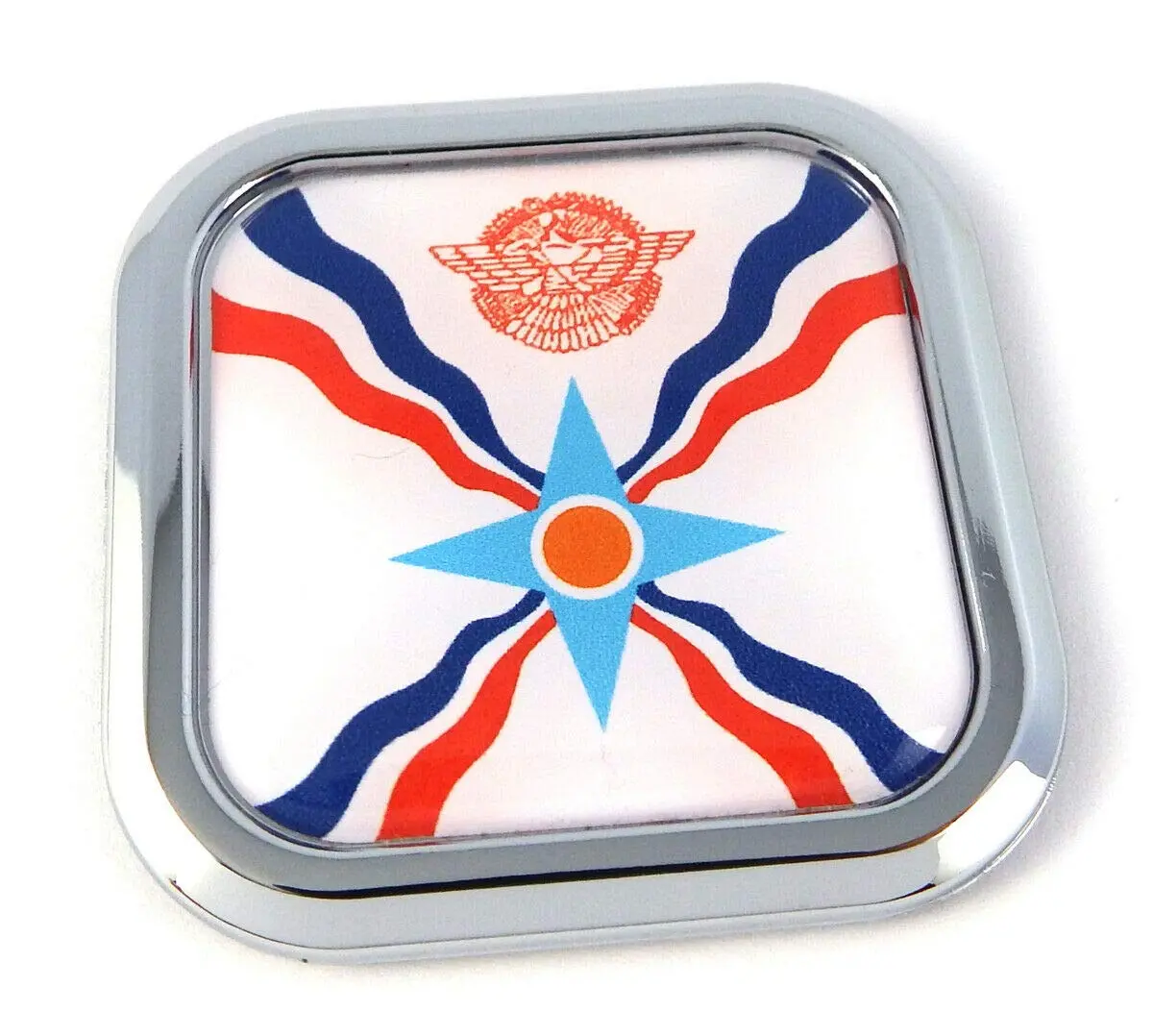Assyria Flag Square Chrome Rim Emblem Car 3D Decal Badge Hood Bumper Sticker 2" 1