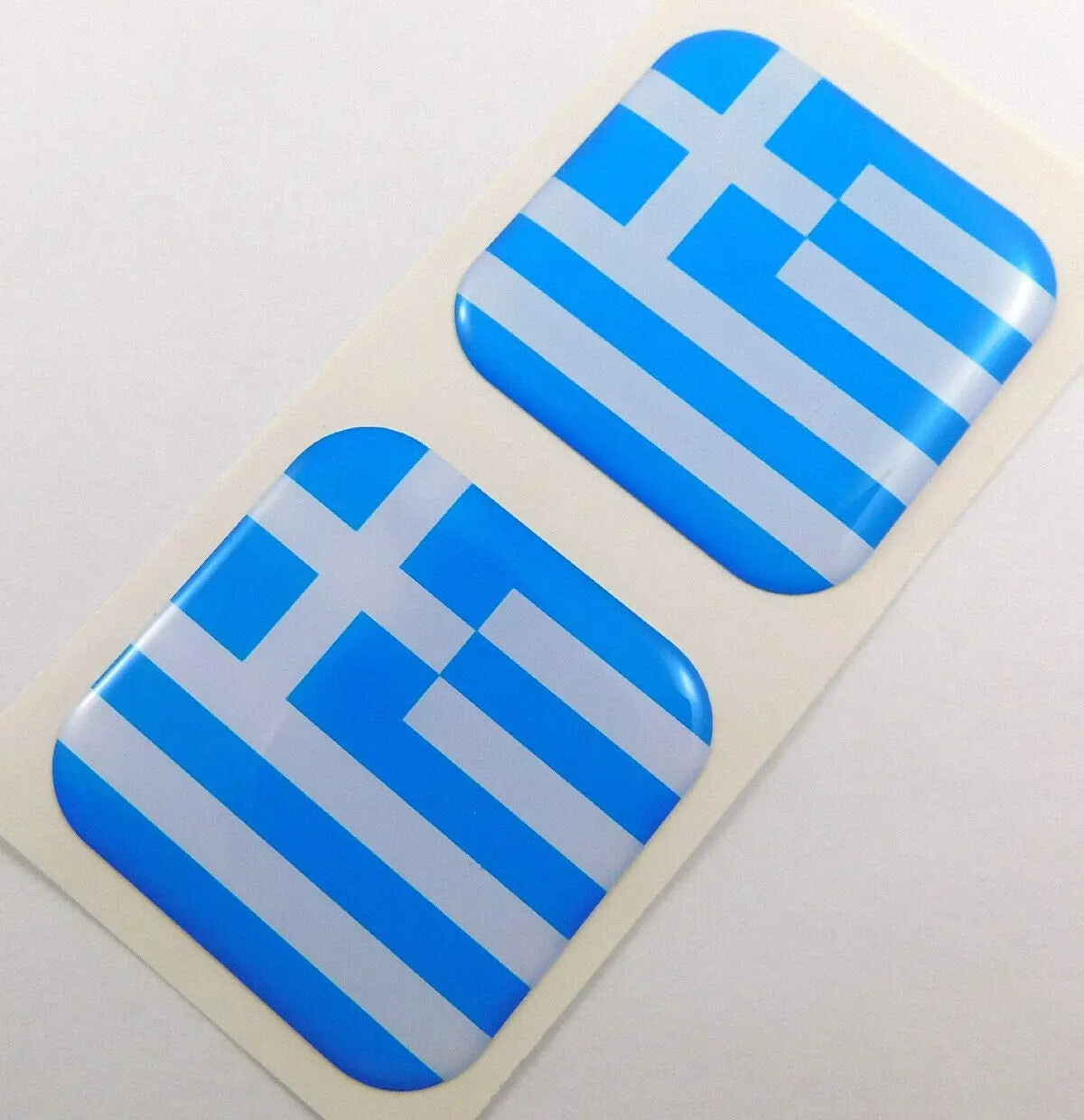 Greece Greek Flag Square Domed Decal Car Bike Gel Stickers 1.5" 2Pc 1