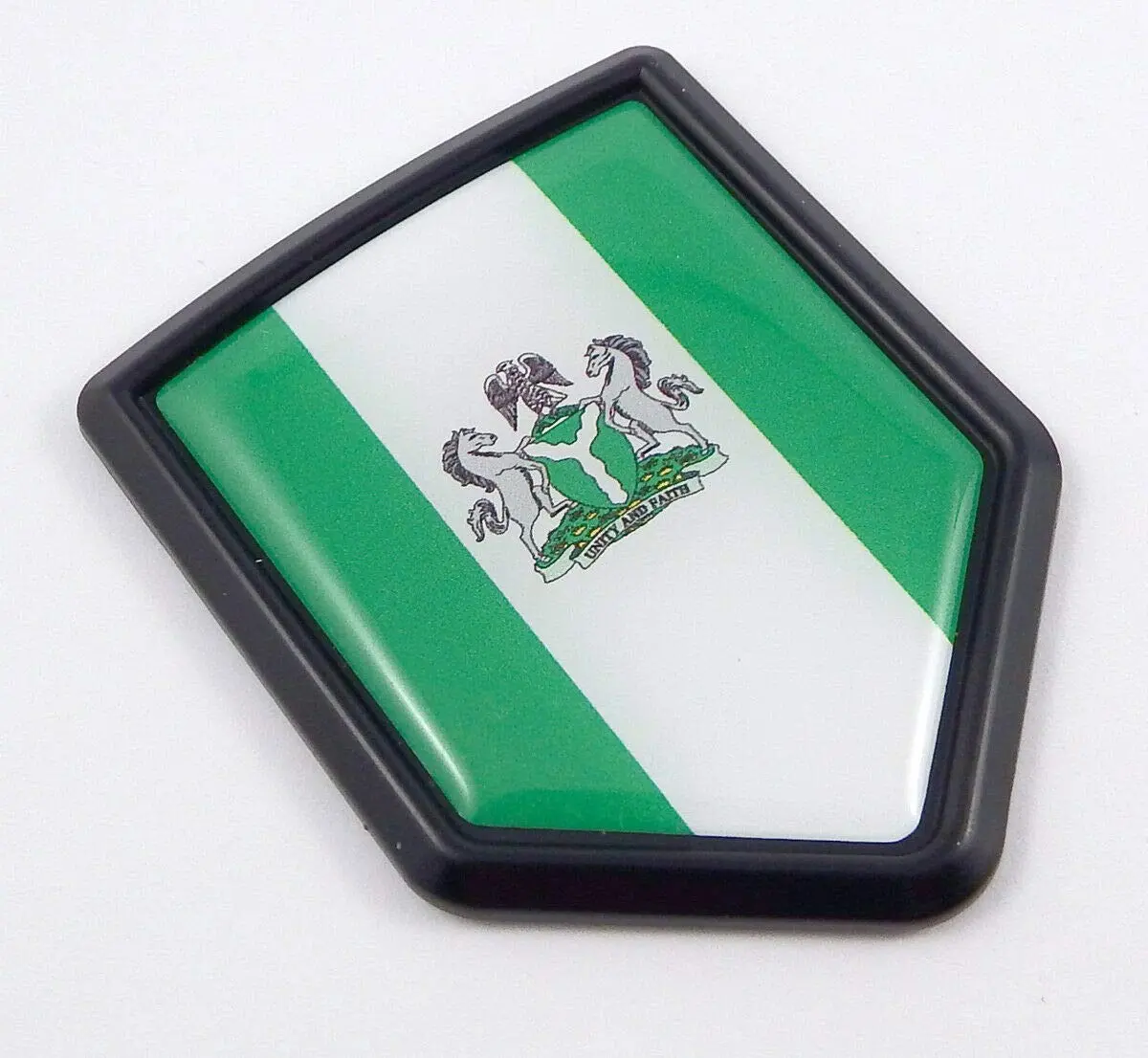 Nigeria Nigerian Flag Black Shield Car Bike Decal Crest Emblem 3D Sticker 1