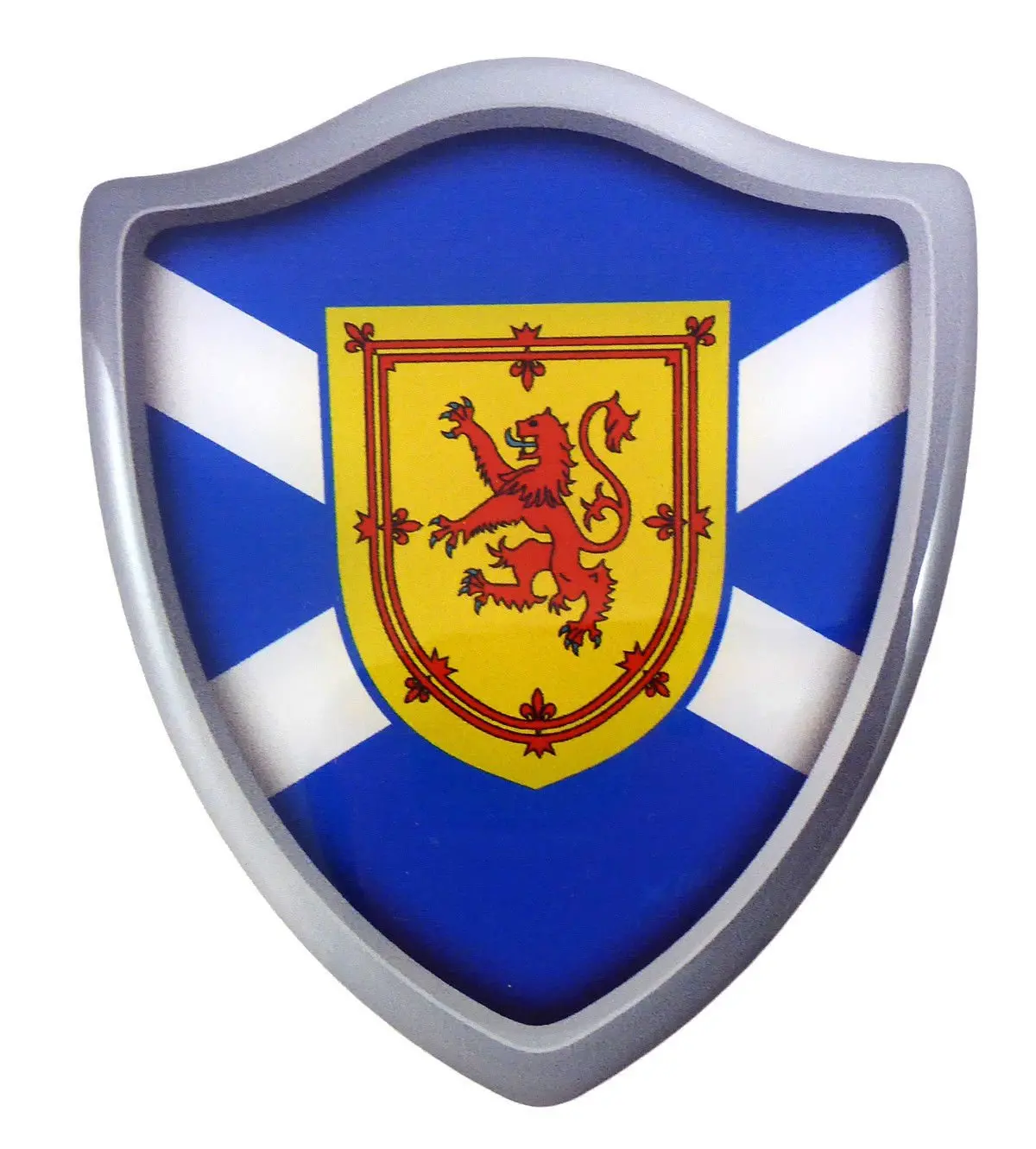 Scotland Scottish Flag Shield Domed Decal 3D Look Edge Emblem Sticker 2.6"X3" 1