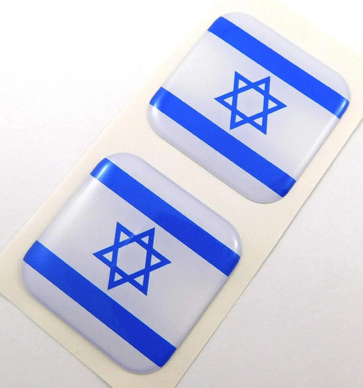 Israel Flag Square Domed Decal Car Bike Gel Stickers 1.5" 2Pc 1