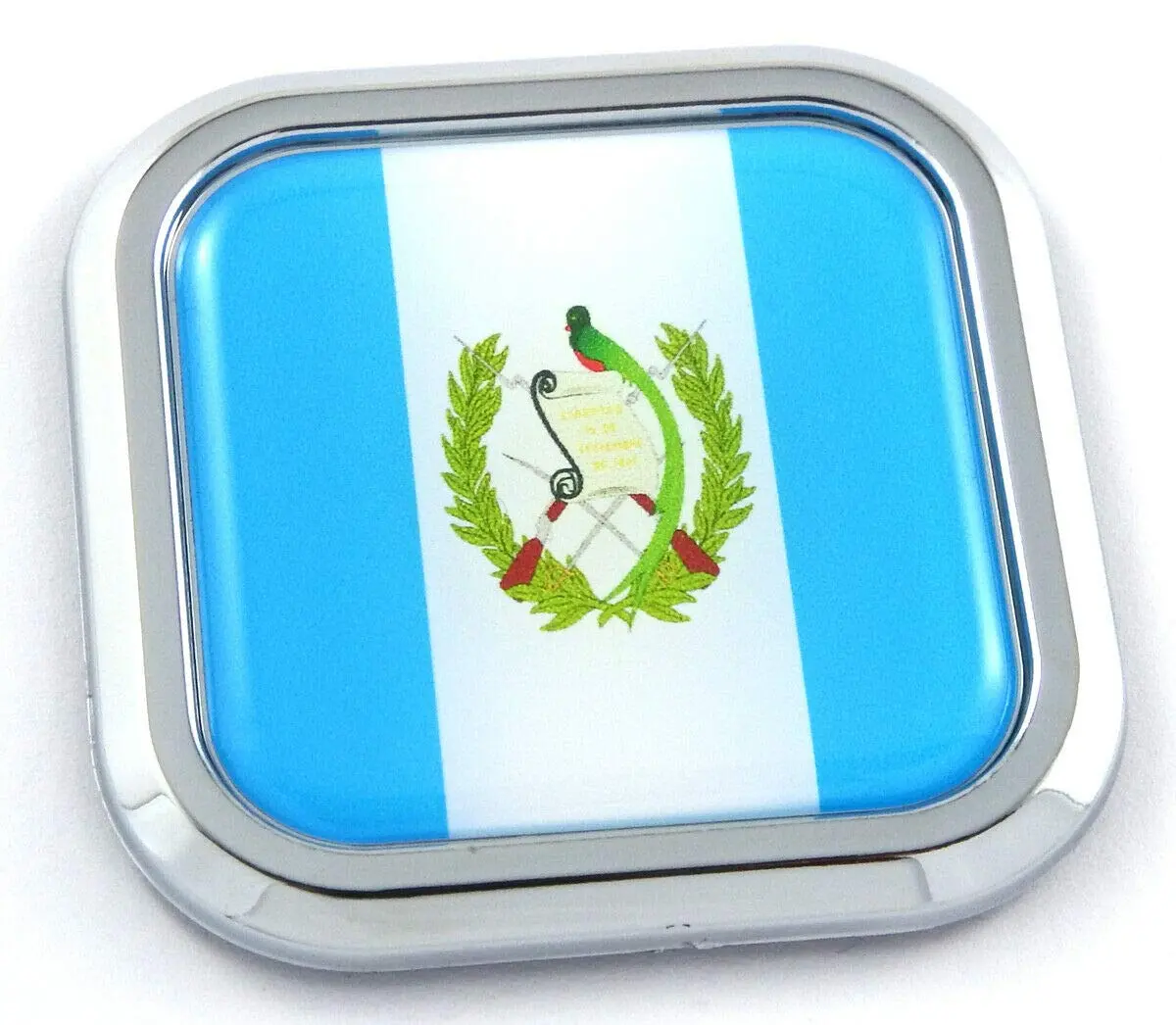 Guatemala Flag Square Chrome Rim Emblem Car 3D Decal Badge Hood Bumper Sticker2" 1