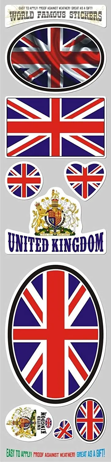 Geat Britain 9 Stickers Set Flag Decal Bumper Stiker Car Auto Bike Laptop 1