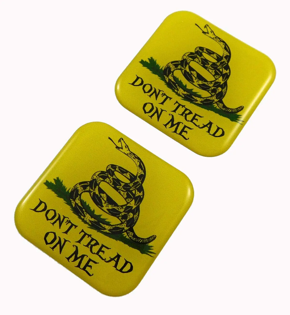 Don't Tread On Me Gadsden Flag Square Domed Decal Car Bike Gel Stickers 1.5" 2Pc 1