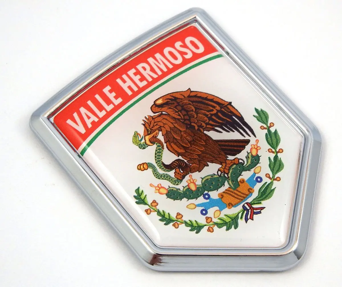 Valle Hermoso Mexico Flag Mexican Car Emblem Chrome Bike Decal 3D Sticker Mx11 1