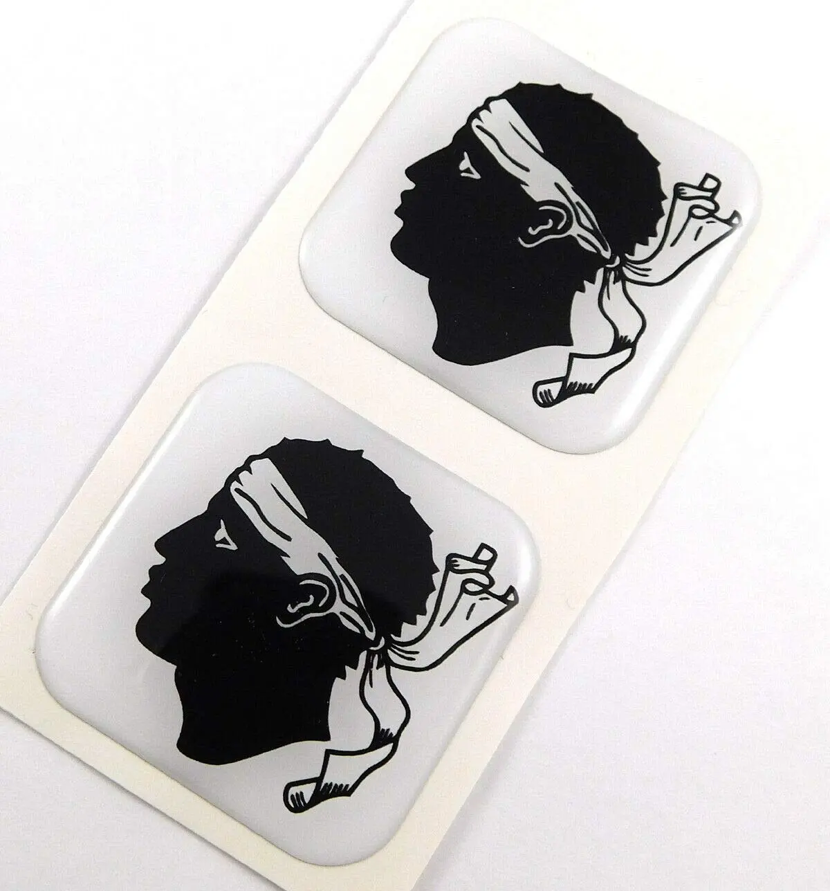 Corsica Flag Square Domed Decal Emblem Car Bike Gel Stickers 1.5" 2Pc. 1