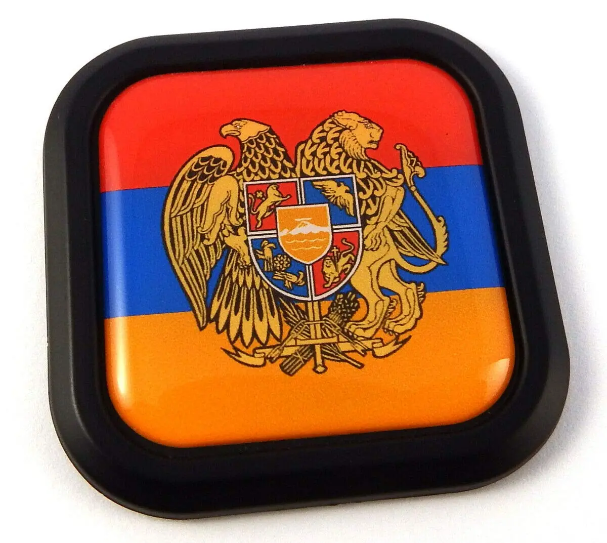 Armenia Flag Square Black Rim Emblem Car 3D Decal Badge Bumper Hood Sticker 2" 1