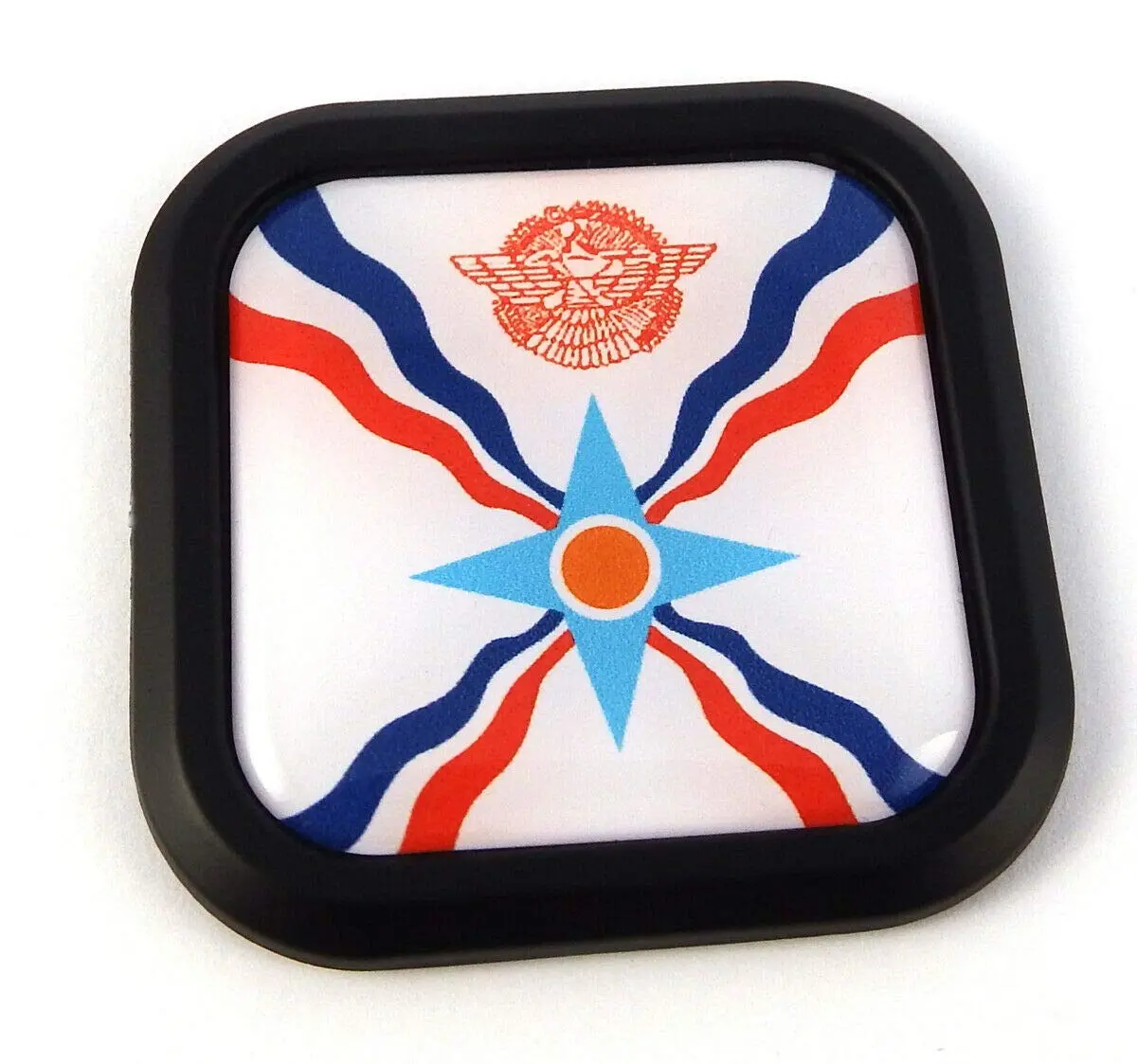 Assyria Flag Square Black Rim Emblem Car 3D Decal Badge Bumper Hood Sticker 2" 1