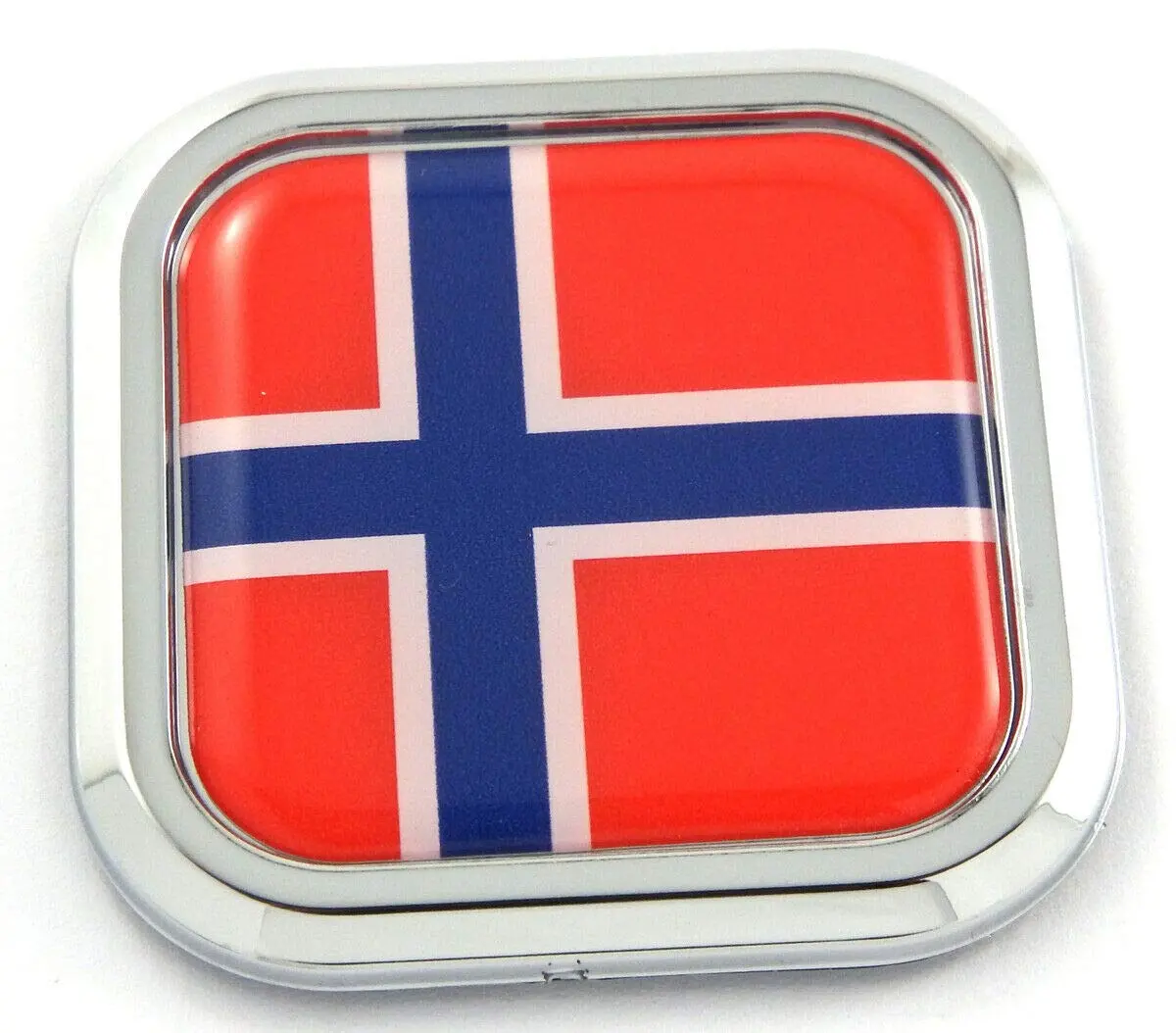 Norway Flag Square Chrome Rim Emblem Car 3D Decal Badge Hood Bumper Sticker 2" 1