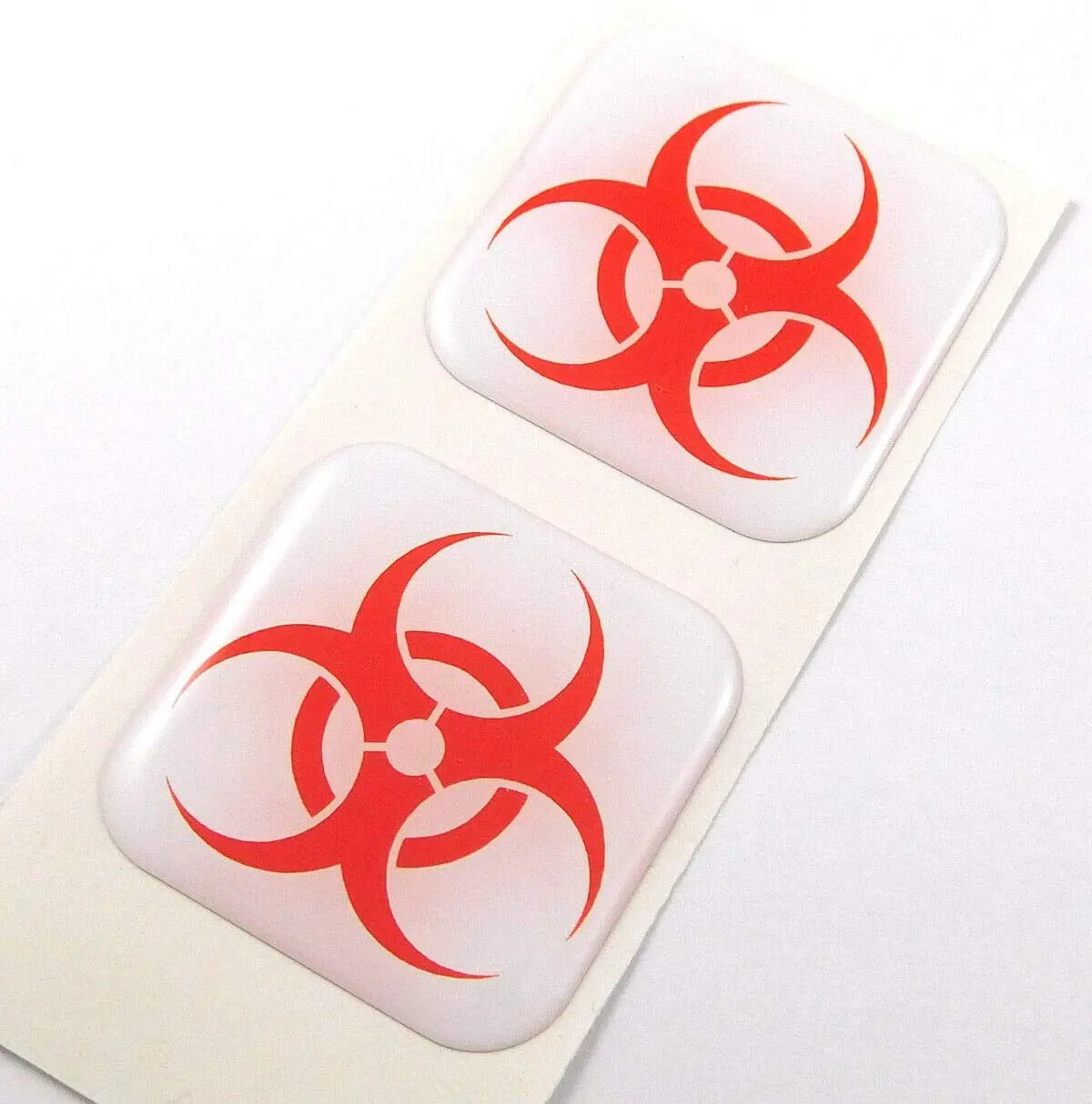 Biohazard Zombie Outbreak Flag Square Domed Decal Car Bike Gel Stickers 1.5" 2Pc 1