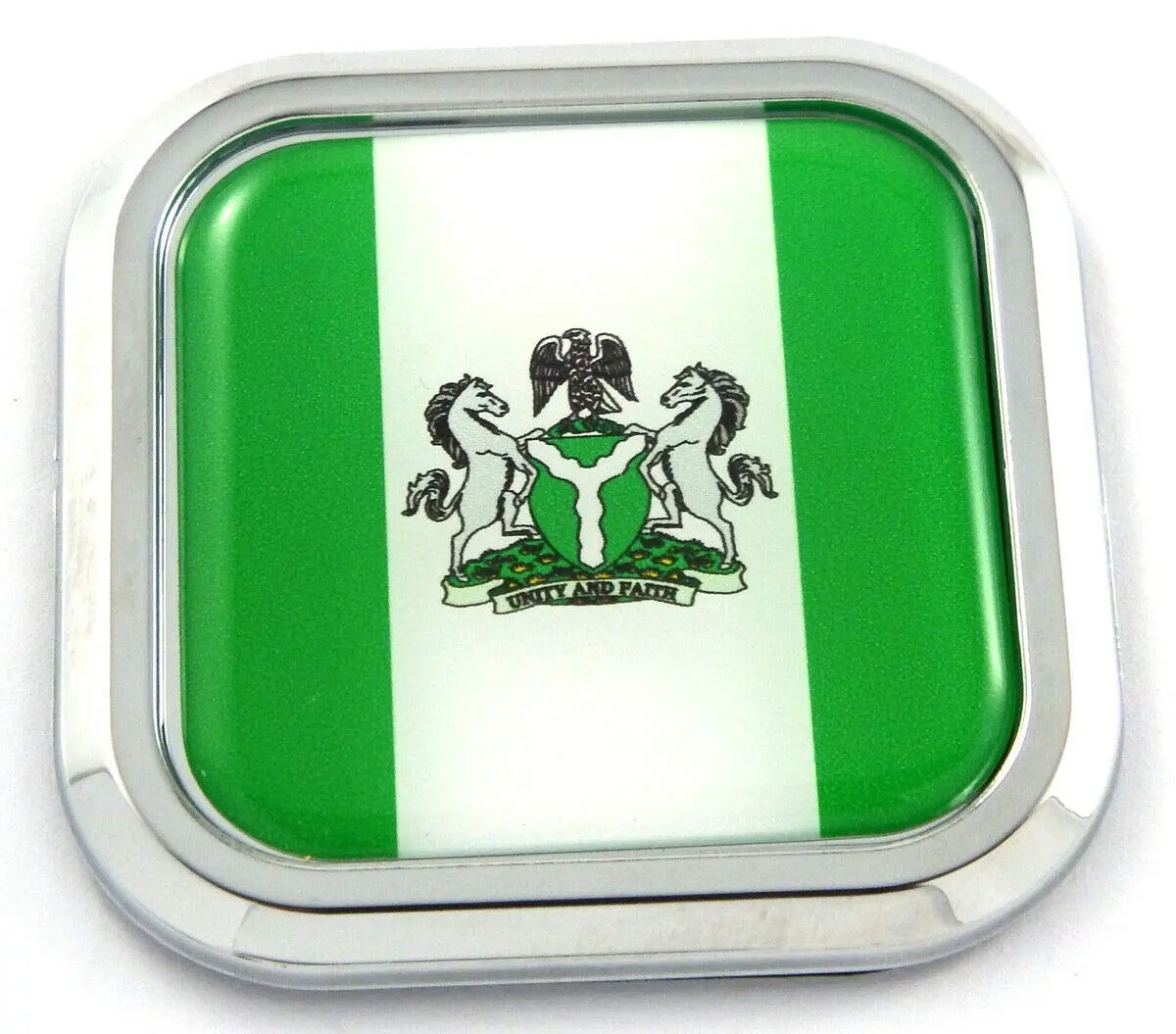 Nigeria Flag Square Chrome Rim Emblem Car 3D Decal Badge Hood Bumper Sticker 2" 1