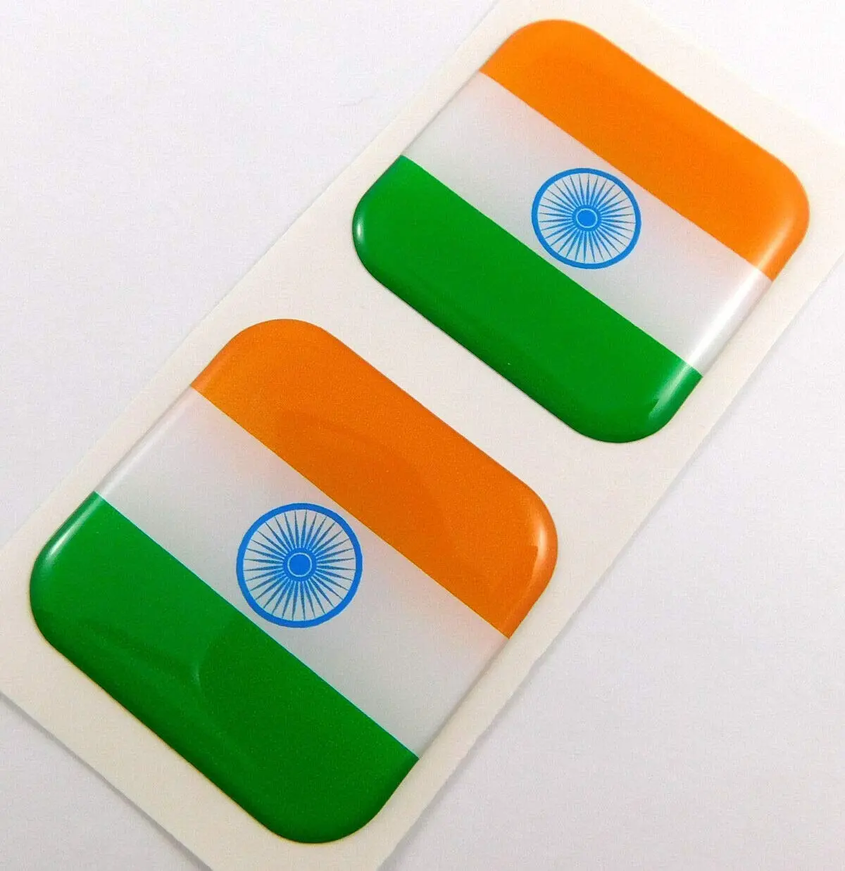 India Flag Square Domed Decal Car Bike Gel Stickers 1.5" 2Pc 1