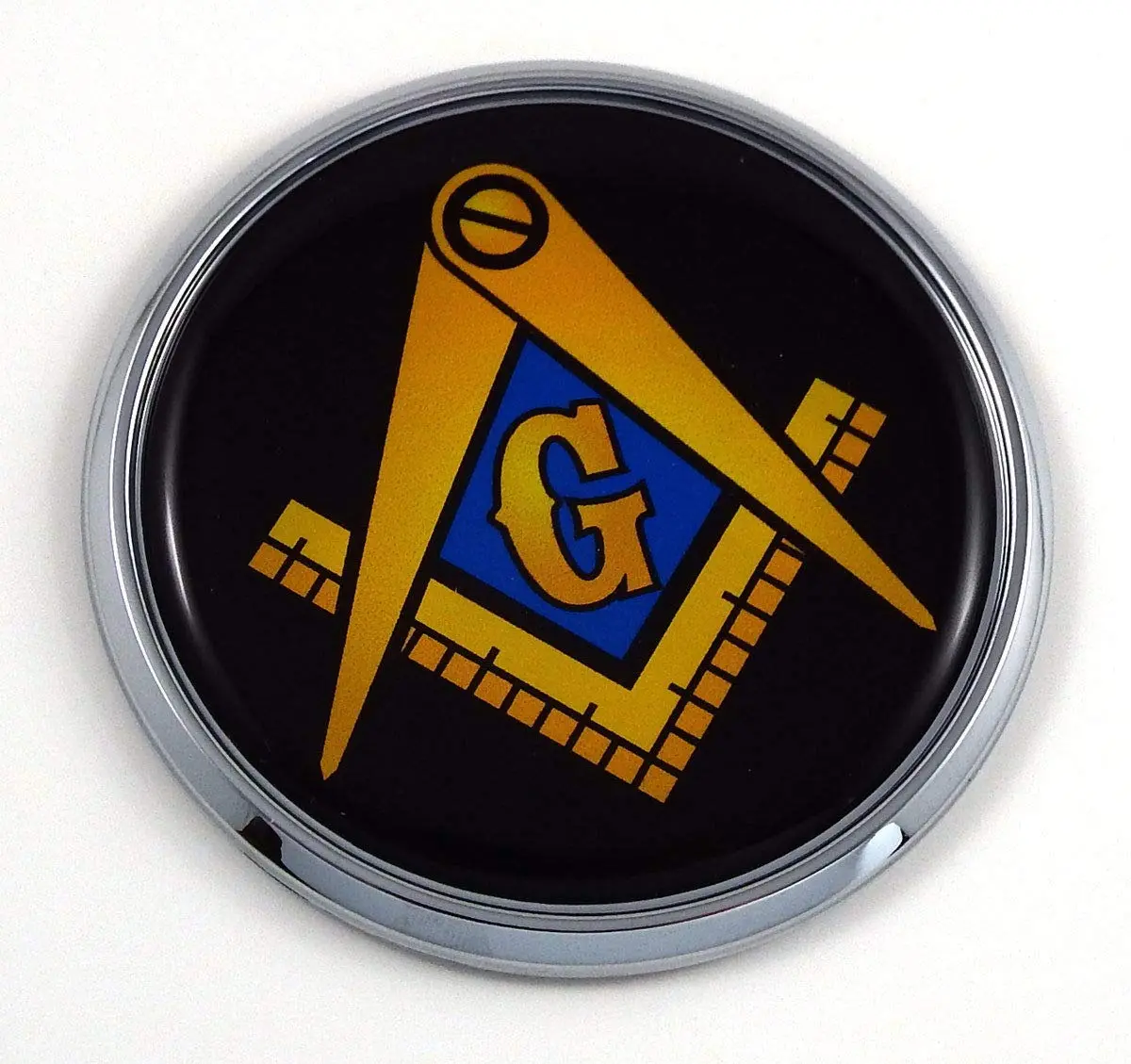 Mason Masonic Black Back Flag 2.75" Car Chrome Round Emblem Decal 3D Badge 1