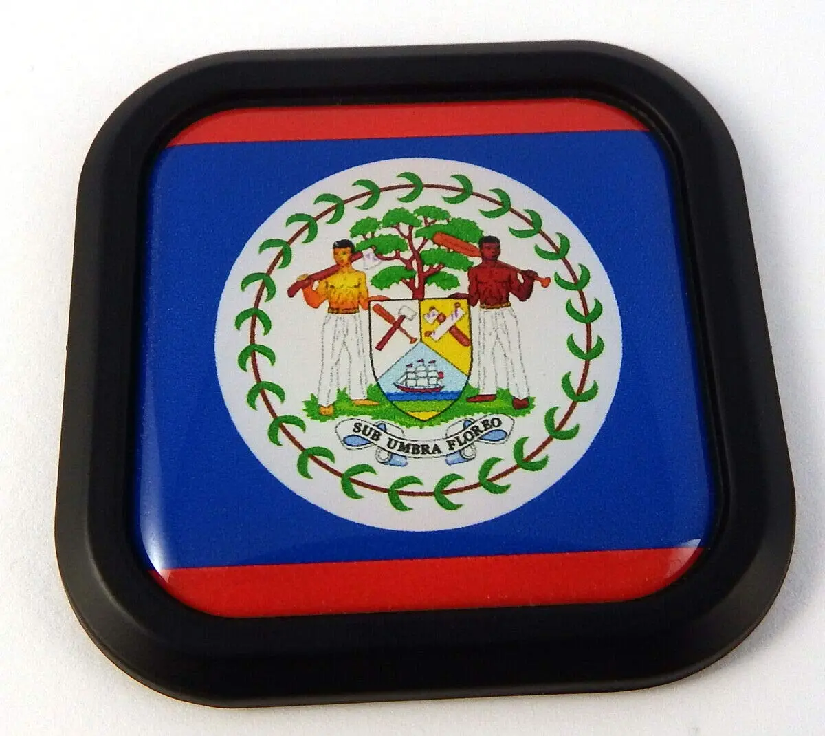 Belize Flag Square Black Rim Emblem Car 3D Decal Badge Bumper Hood Sticker 2" 1