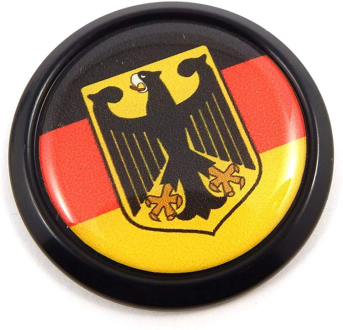 Germany German Black Round Flag Car Decal Emblem Bumper 3D Sticker 1.85" 1