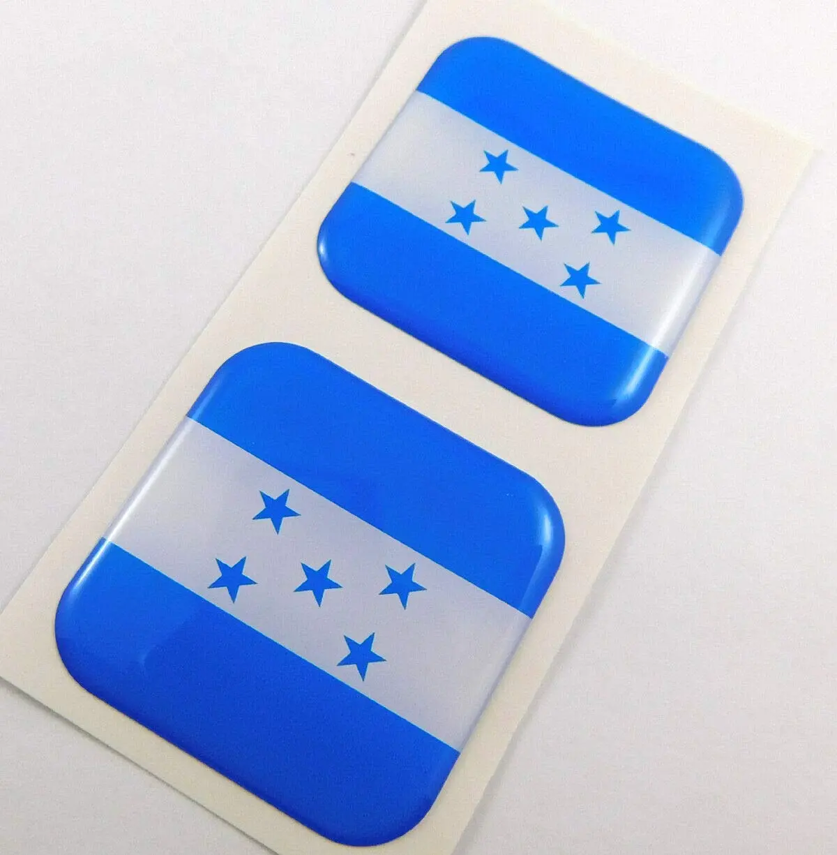Honduras Flag Square Domed Decal Car Bike Gel Stickers 1.5" 2Pc 1