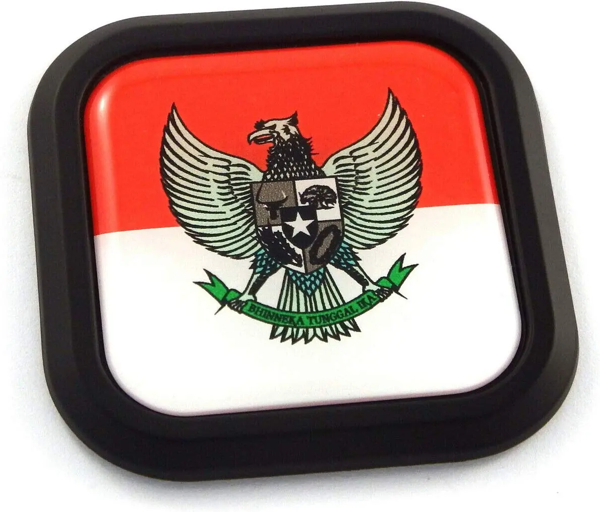 Indonesia Flag Square Black Rim Emblem Car 3D Decal Badge Hood Bumper Sticker 2" 1