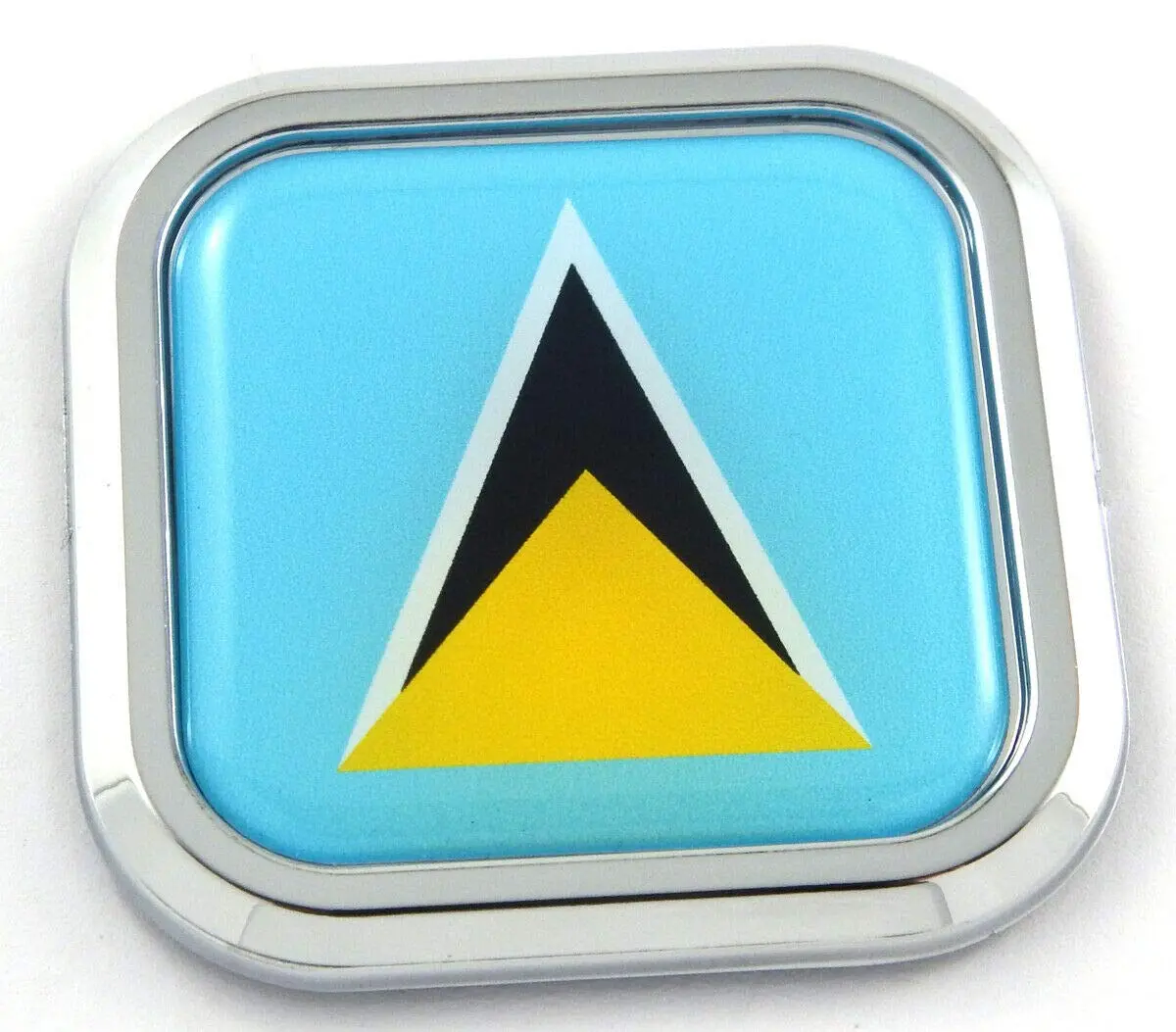 Saint Lucia Flag Square Chrome Rim Emblem Car 3D Decal Badge Bumper Sticker 2" 1