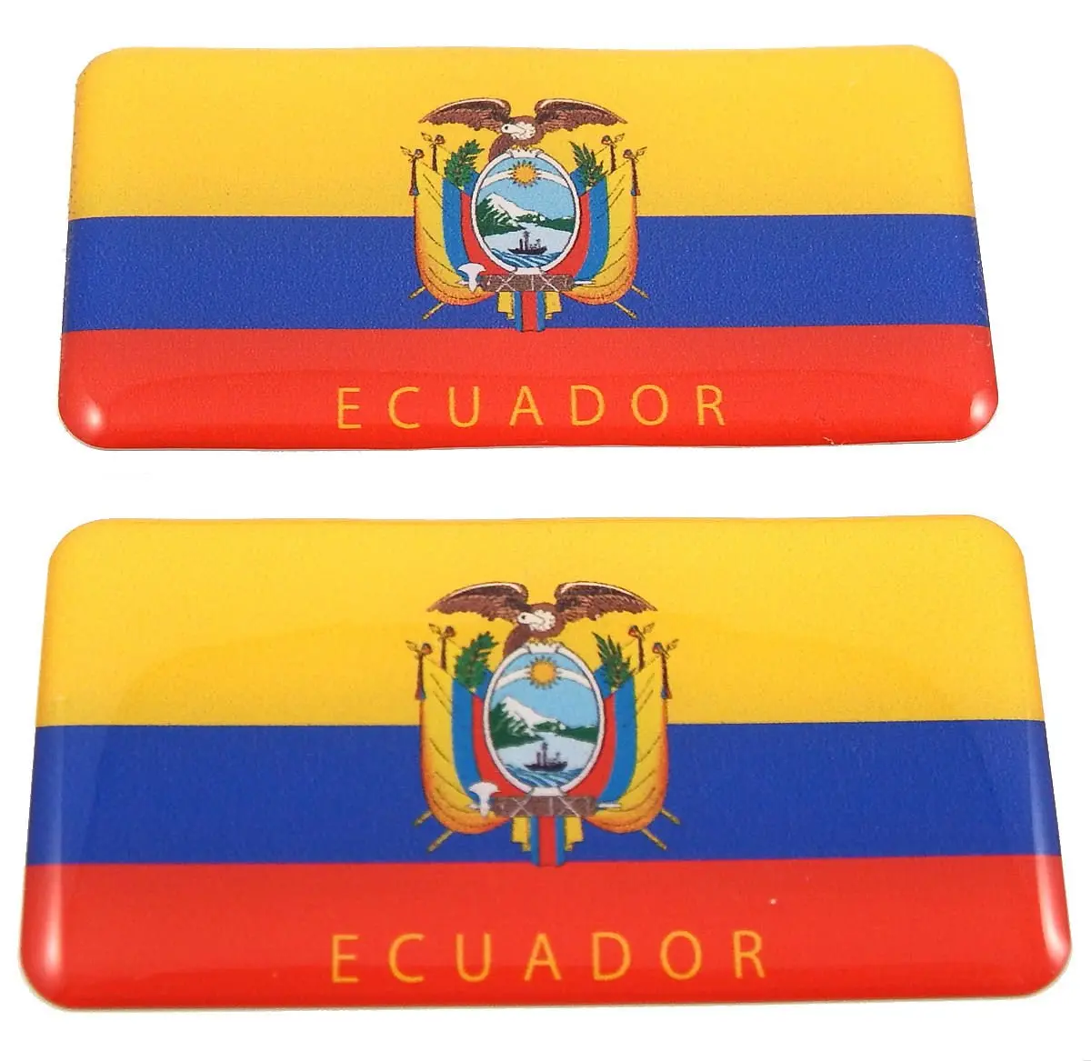 Ecuador Flag Domed Decal 3D Sticker Emblem 2.6" Set Of 2 Decals 1