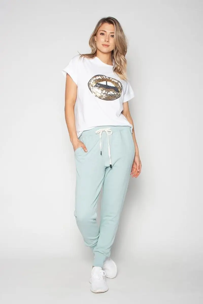 The Others - Relaxed Tee - White With Sequin Lips 1