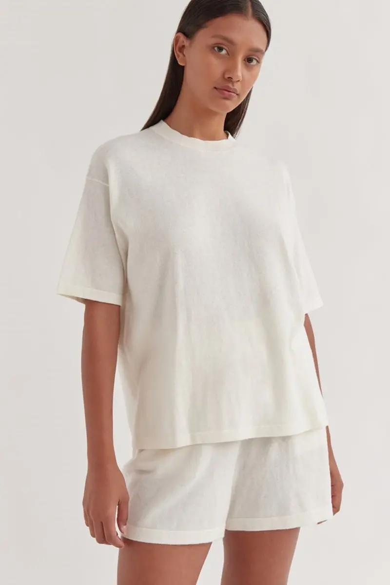 Assembly Label - Cotton Cashmere Relaxed Tee - Antique White 1