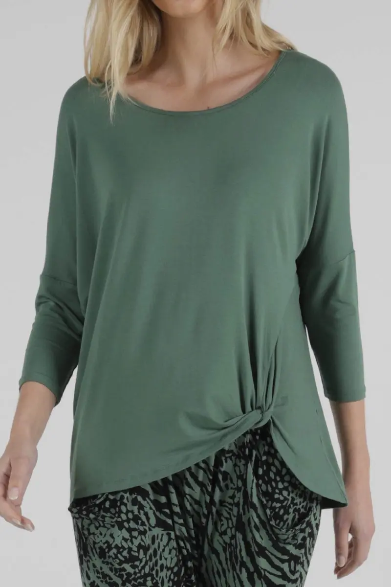 Betty Basics - Atlanta 3/4 Sleeve Top - Sage 1